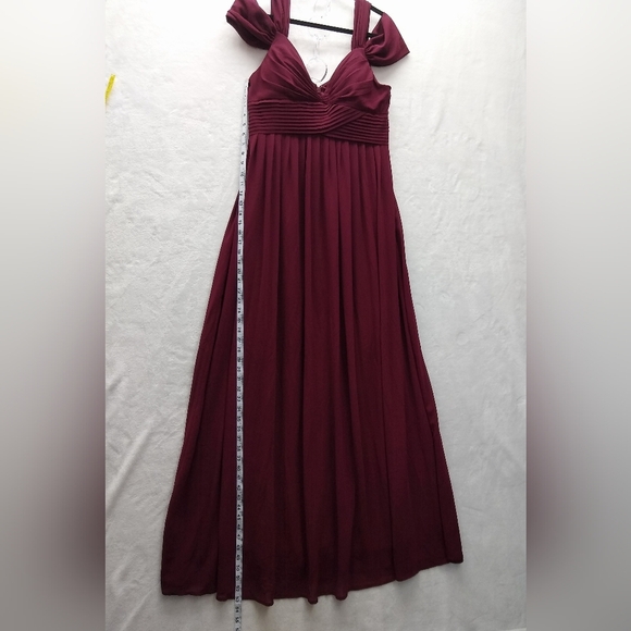 Lulus Chiffon Empire Waist Maxi Formal Dress Sz XL Make Me Move Burgundy Gown - Picture 8 of 11